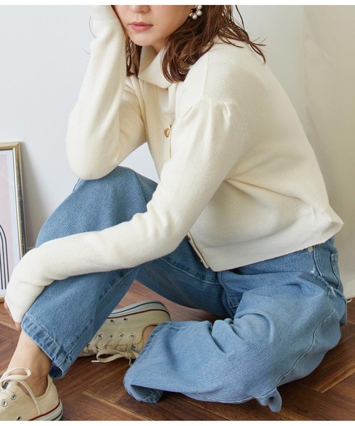 CHILLE（チル）の「サイドダメージストレートパンツ（デニムパンツ・レディース・アイボリー/ブルー・FREE）」の12枚目の写真