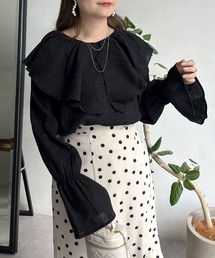 フリルビッグカラーシャーリングシアーブラウス