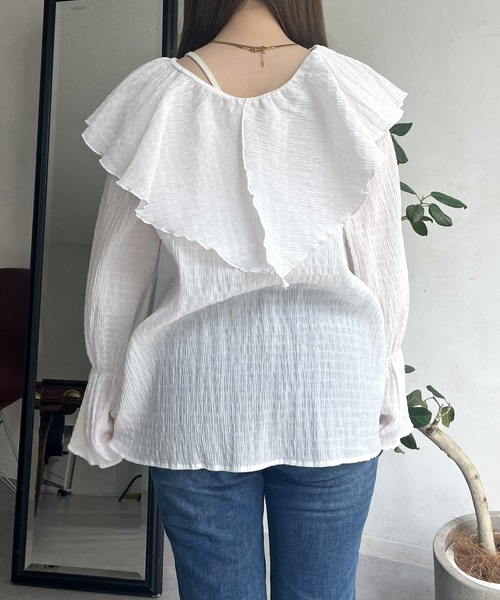 prose verse（プロズヴェール）の「フリルビッグカラーシャーリングシアーブラウス（シャツ/ブラウス・レディース・オフホワイト/ブラック・ﾌﾘ-）」の20枚目の写真