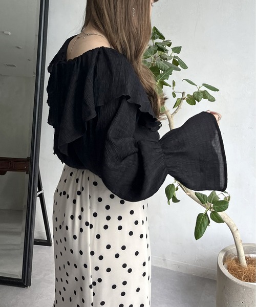 prose verse（プロズヴェール）の「フリルビッグカラーシャーリングシアーブラウス（シャツ/ブラウス・レディース・オフホワイト/ブラック・ﾌﾘ-）」の17枚目の写真