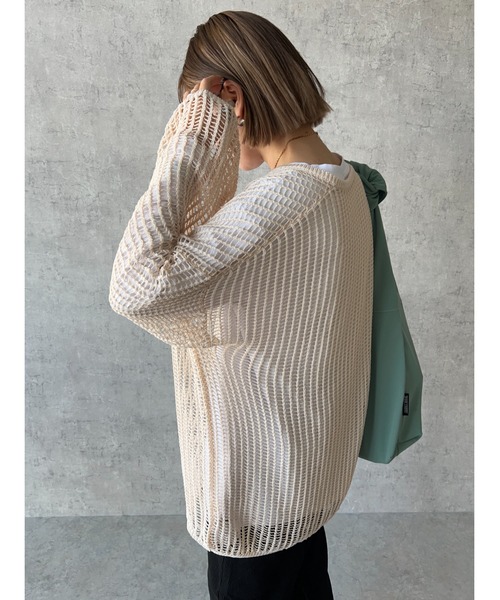 owndaily(オンデイリー)の「メッシュスキッパーニット(Tシャツ/カットソー・レディース・ブラック/グリーン/アイボリー・FREE)」の20枚目の写真