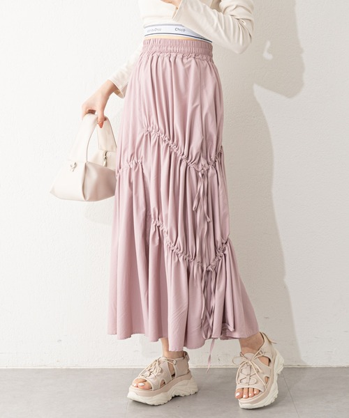 Chico（チコ）の「【2023SS】アシメドロストリボンボリュームスカート（スカート・レディース・ブラック/ピンク/アイボリー・FREE）」の2枚目の写真