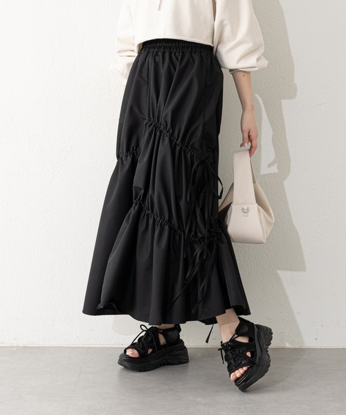 Chico（チコ）の「【2023SS】アシメドロストリボンボリュームスカート（スカート・レディース・ブラック/ピンク/アイボリー・FREE）」の21枚目の写真