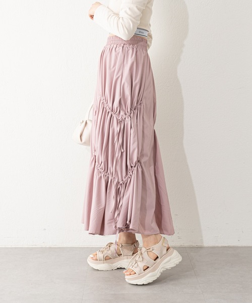 Chico（チコ）の「【2023SS】アシメドロストリボンボリュームスカート（スカート・レディース・ブラック/ピンク/アイボリー・FREE）」の9枚目の写真