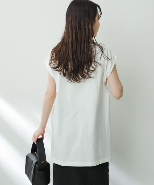 SENSE OF PLACE by URBAN RESEARCH（センスオブプレイスバイアーバンリサーチ）の「シルケットフレンチスリーブチュニックTシャツ（Tシャツ/カットソー・レディース・ブラック/チャコールグレー/オフホワイト・ONE）」の4枚目の写真