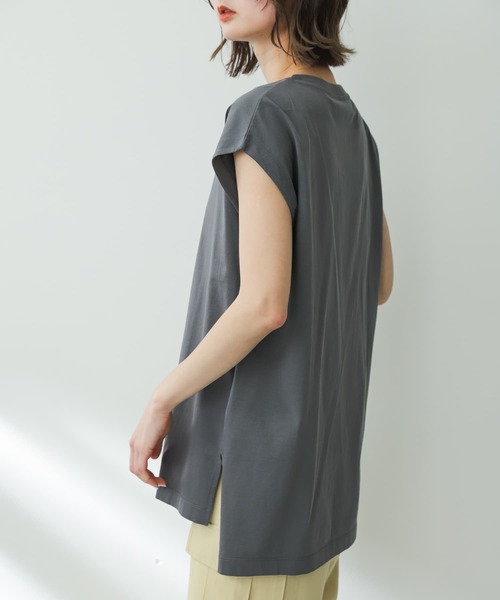 SENSE OF PLACE by URBAN RESEARCH（センスオブプレイスバイアーバンリサーチ）の「シルケットフレンチスリーブチュニックTシャツ（Tシャツ/カットソー・レディース・ブラック/チャコールグレー/オフホワイト・ONE）」の19枚目の写真