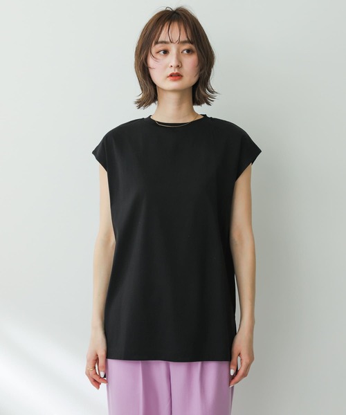 SENSE OF PLACE by URBAN RESEARCH（センスオブプレイスバイアーバンリサーチ）の「シルケットフレンチスリーブチュニックTシャツ（Tシャツ/カットソー・レディース・ブラック/チャコールグレー/オフホワイト・ONE）」の22枚目の写真