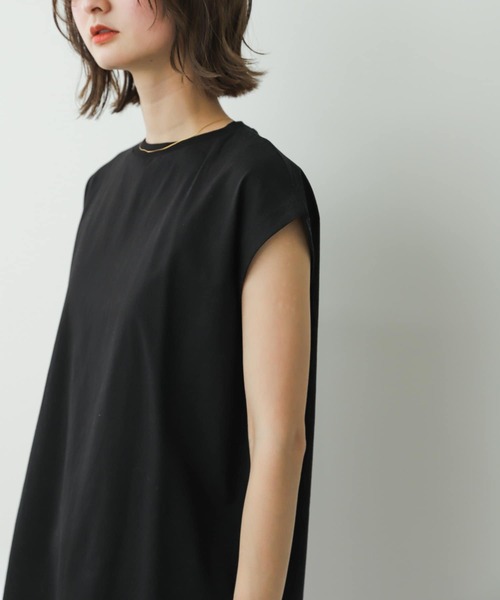 SENSE OF PLACE by URBAN RESEARCH（センスオブプレイスバイアーバンリサーチ）の「シルケットフレンチスリーブチュニックTシャツ（Tシャツ/カットソー・レディース・ブラック/チャコールグレー/オフホワイト・ONE）」の16枚目の写真