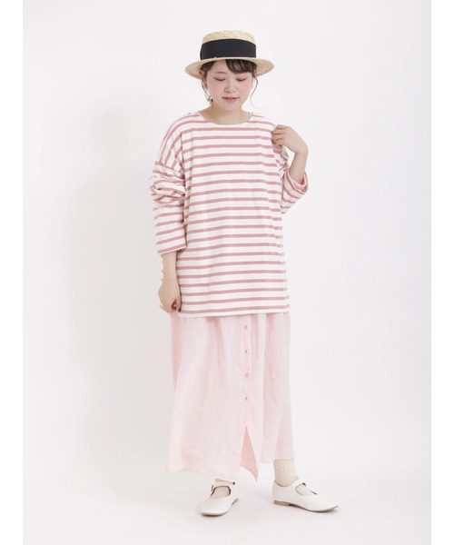 Samansa Mos2(サマンサ モスモス)の「前後2WAYボーダーカットソー(Tシャツ/カットソー・レディース・ピンク/イエロー/オフホワイト/グリーン・フリ-)」の8枚目の写真