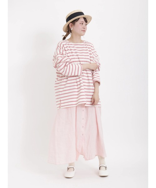 Samansa Mos2(サマンサ モスモス)の「前後2WAYボーダーカットソー(Tシャツ/カットソー・レディース・ピンク/イエロー/オフホワイト/グリーン・フリ-)」の10枚目の写真