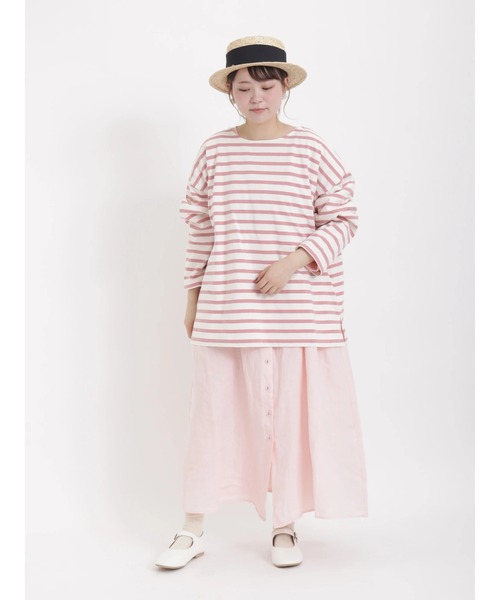 Samansa Mos2(サマンサ モスモス)の「前後2WAYボーダーカットソー(Tシャツ/カットソー・レディース・ピンク/イエロー/オフホワイト/グリーン・フリ-)」の11枚目の写真