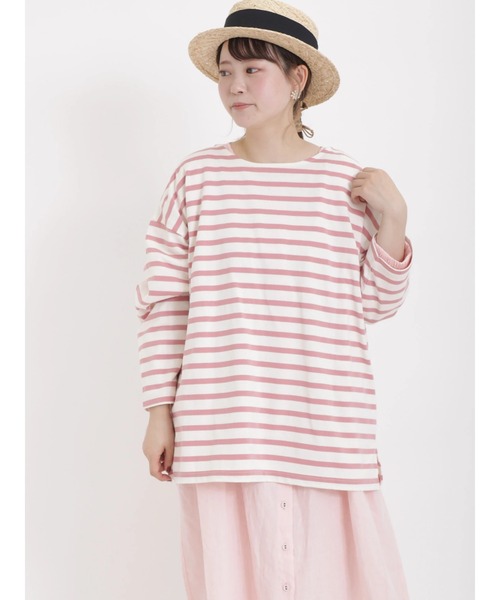 Samansa Mos2(サマンサ モスモス)の「前後2WAYボーダーカットソー(Tシャツ/カットソー・レディース・ピンク/イエロー/オフホワイト/グリーン・フリ-)」の14枚目の写真