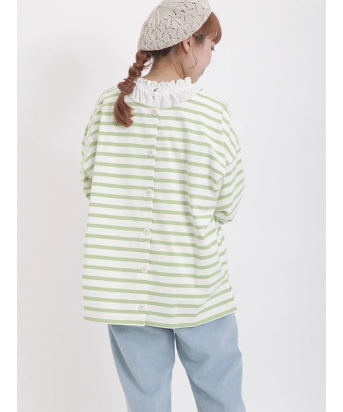 Samansa Mos2(サマンサ モスモス)の「前後2WAYボーダーカットソー(Tシャツ/カットソー・レディース・ピンク/イエロー/オフホワイト/グリーン・フリ-)」の19枚目の写真