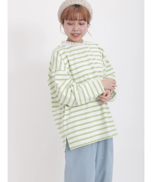 Samansa Mos2(サマンサ モスモス)の「前後2WAYボーダーカットソー(Tシャツ/カットソー・レディース・ピンク/イエロー/オフホワイト/グリーン・フリ-)」の20枚目の写真