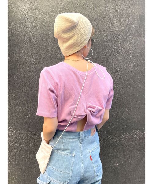 Ungrid（アングリッド）の「ハニカムバックデザインTee（Tシャツ/カットソー・レディース・パープル/グレー/オフホワイト・FREE）」の3枚目の写真