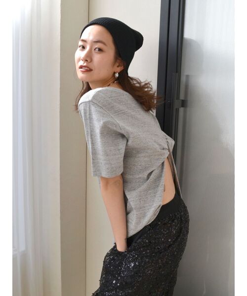 Ungrid（アングリッド）の「ハニカムバックデザインTee（Tシャツ/カットソー・レディース・パープル/グレー/オフホワイト・FREE）」の4枚目の写真