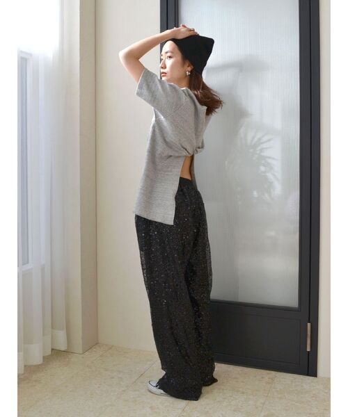 Ungrid（アングリッド）の「ハニカムバックデザインTee（Tシャツ/カットソー・レディース・パープル/グレー/オフホワイト・FREE）」の6枚目の写真