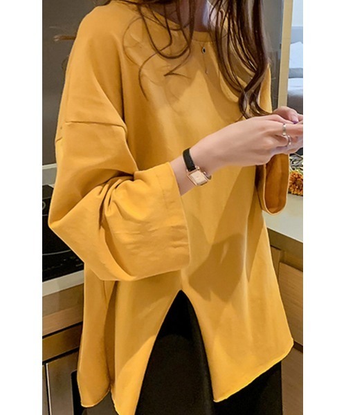 Sakka(サッカ)の「サイドスリットビックロンT(Tシャツ/カットソー・レディース・ブラック/グリーン/ピンク/ホワイト/イエロー・M/L/XL/XX-LARGE)」の1枚目の写真