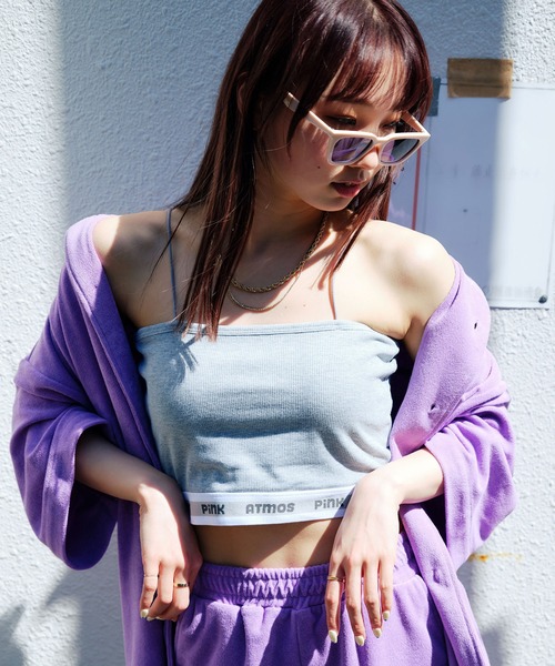 atmos pink(アトモスピンク)の「atmos pink ベーシックショートリブキャミ(キャミソール・レディース・ブラック/ホワイト/グレー・M/S)」の1枚目の写真