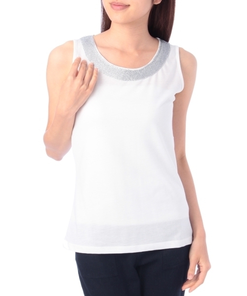 HusHusH（ハッシュアッシュ）の「アビガイル天竺タンクトップ（タンクトップ・レディース・グリーン/レッド/ブラック/ホワイト/グレー/ブルー・02/03/01）」の2枚目の写真