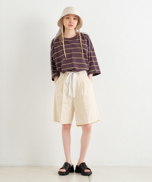 WHIMSIC（ウィムジック）の「【UNISEX/サイズ展開あり】コットンツイルタックショーツ（その他パンツ・メンズ・ブラック/アイボリー/ブルー・1/2）」の16枚目の写真