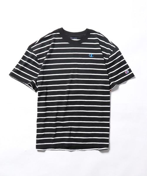 Champion(チャンピオン)の「Champion/チャンピオン CLASSIC SLUB STRIPE TEE Tシャツ(Tシャツ/カットソー・メンズ・ブラック系/ネイビー系/ブルー系・XL/M/L)」の2枚目の写真