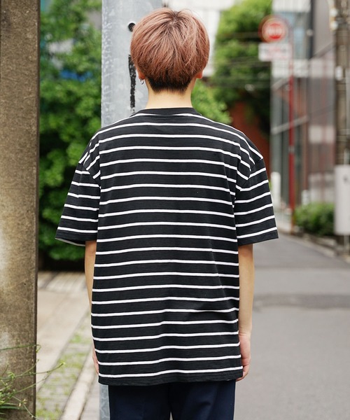 Champion(チャンピオン)の「Champion/チャンピオン CLASSIC SLUB STRIPE TEE Tシャツ(Tシャツ/カットソー・メンズ・ブラック系/ネイビー系/ブルー系・XL/M/L)」の7枚目の写真