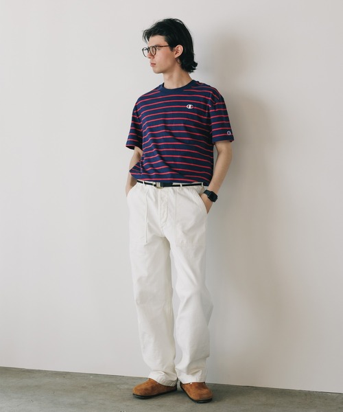 Champion(チャンピオン)の「Champion/チャンピオン CLASSIC SLUB STRIPE TEE Tシャツ(Tシャツ/カットソー・メンズ・ブラック系/ネイビー系/ブルー系・XL/M/L)」の15枚目の写真
