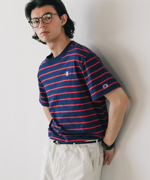 Champion(チャンピオン)の「Champion/チャンピオン CLASSIC SLUB STRIPE TEE Tシャツ(Tシャツ/カットソー・メンズ・ブラック系/ネイビー系/ブルー系・XL/M/L)」の14枚目の写真