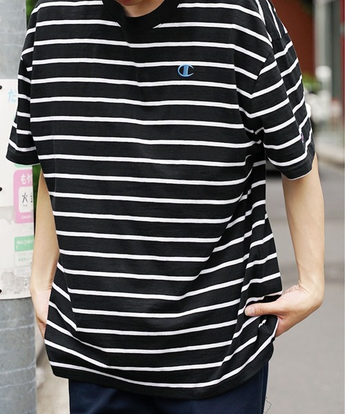 Champion(チャンピオン)の「Champion/チャンピオン CLASSIC SLUB STRIPE TEE Tシャツ(Tシャツ/カットソー・メンズ・ブラック系/ネイビー系/ブルー系・XL/M/L)」の17枚目の写真