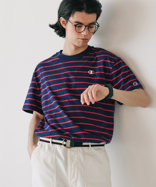 Champion(チャンピオン)の「Champion/チャンピオン CLASSIC SLUB STRIPE TEE Tシャツ(Tシャツ/カットソー・メンズ・ブラック系/ネイビー系/ブルー系・XL/M/L)」の18枚目の写真