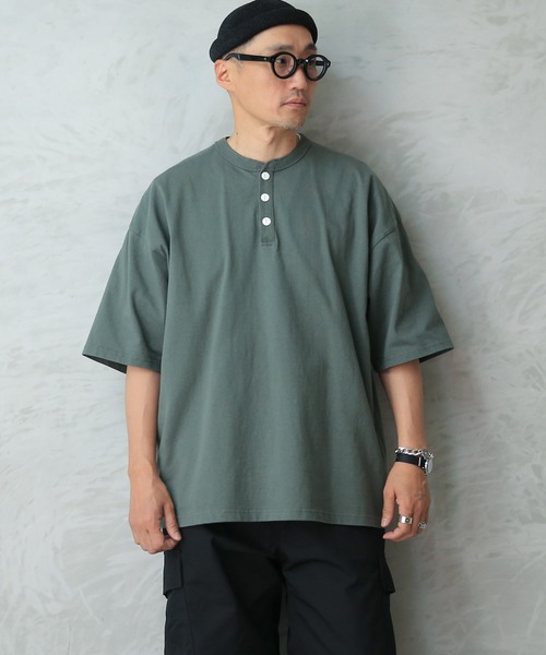 WAIPER.inc（ワイパーインク）の「GOOD WEAR　ヘンリーネック S/S SUPER BIG TEE 2w7-13243　USAコットン（Tシャツ/カットソー・メンズ・ブラック/グレイッシュベージュ/杢グレー/チャコールグレー/ホワイト/ネイビー/グリーン系その他/ダークグリーン/ライトピンク/ブルー系その他/グレー系その他/カーキブラウン・S/M/L/XL）」の22枚目の写真