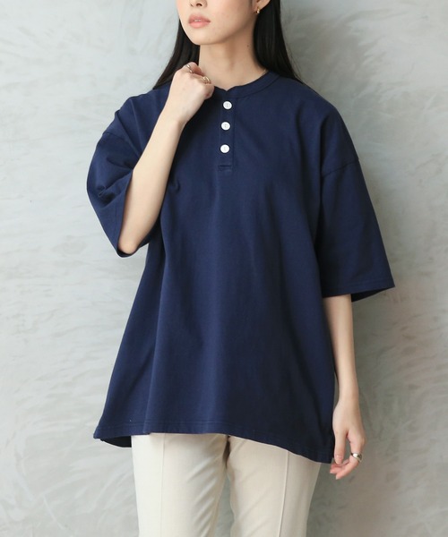 WAIPER.inc（ワイパーインク）の「GOOD WEAR　ヘンリーネック S/S SUPER BIG TEE 2w7-13243　USAコットン（Tシャツ/カットソー・メンズ・ブラック/グレイッシュベージュ/杢グレー/チャコールグレー/ホワイト/ネイビー/グリーン系その他/ダークグリーン/ライトピンク/ブルー系その他/グレー系その他/カーキブラウン・S/M/L/XL）」の17枚目の写真