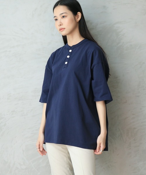 WAIPER.inc（ワイパーインク）の「GOOD WEAR　ヘンリーネック S/S SUPER BIG TEE 2w7-13243　USAコットン（Tシャツ/カットソー・メンズ・ブラック/グレイッシュベージュ/杢グレー/チャコールグレー/ホワイト/ネイビー/グリーン系その他/ダークグリーン/ライトピンク/ブルー系その他/グレー系その他/カーキブラウン・S/M/L/XL）」の16枚目の写真