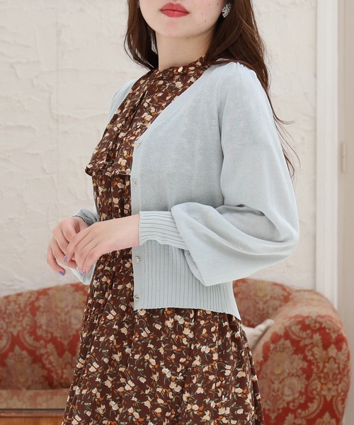 ASTORIA ODIER(アストリアオディール)の「花ボタンシアーショートカーディガン(カーディガン/ボレロ・レディース・サックスブルー/ホワイト/ブラック・MEDIUM)」の5枚目の写真