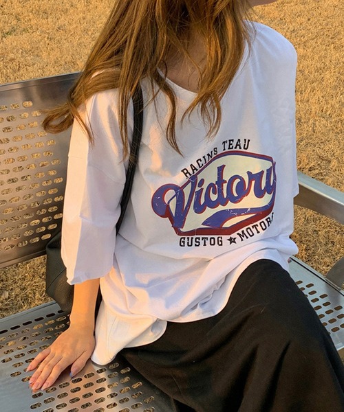 NinaetLina（ニナエリナ）の「半袖プリントカットソー（Tシャツ/カットソー・レディース・グレー/ブラウン/ホワイト・L/M/XL）」の2枚目の写真