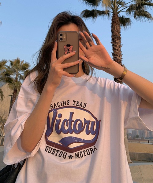 NinaetLina（ニナエリナ）の「半袖プリントカットソー（Tシャツ/カットソー・レディース・グレー/ブラウン/ホワイト・L/M/XL）」の4枚目の写真