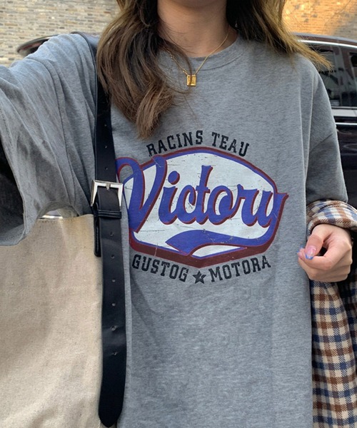 NinaetLina（ニナエリナ）の「半袖プリントカットソー（Tシャツ/カットソー・レディース・グレー/ブラウン/ホワイト・L/M/XL）」の7枚目の写真