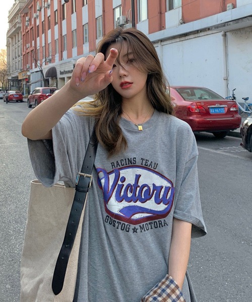 NinaetLina（ニナエリナ）の「半袖プリントカットソー（Tシャツ/カットソー・レディース・グレー/ブラウン/ホワイト・L/M/XL）」の8枚目の写真