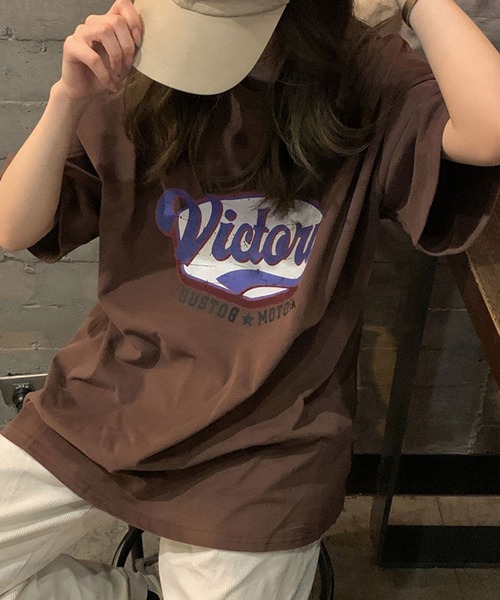 NinaetLina（ニナエリナ）の「半袖プリントカットソー（Tシャツ/カットソー・レディース・グレー/ブラウン/ホワイト・L/M/XL）」の5枚目の写真