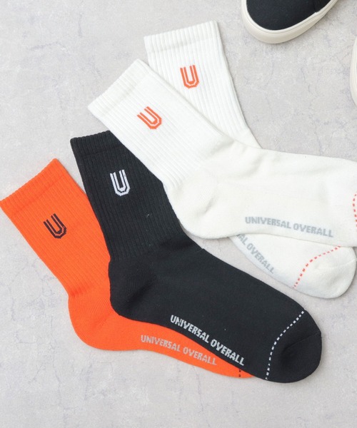 UNIVERSAL OVERALL(ユニバーサルオーバーオール)の「<3足セット> 3P 底パイル Uロゴ クルーソックス(ソックス/靴下・メンズ・その他・FREE)」の1枚目の写真