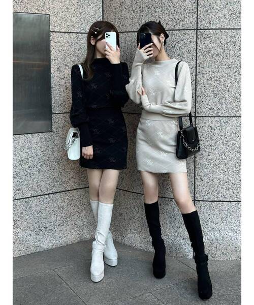 セール】EMロゴニットスカート（セットアップ可能）（スカート