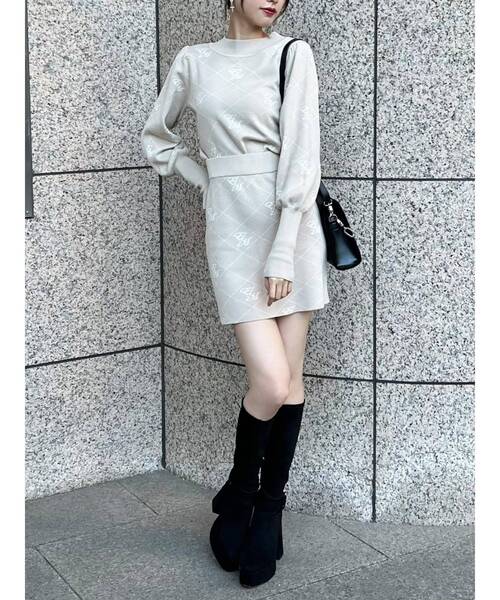 EATME ロゴニットトップス スカート セットアップ EMロゴニットスカート（セットアップ可能）[品番：MKSW0056153]｜EATME