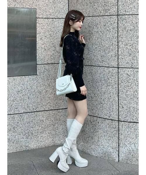 EATME ロゴニットトップス スカート セットアップ EMロゴニットスカート（セットアップ可能）[品番：MKSW0056153]｜EATME