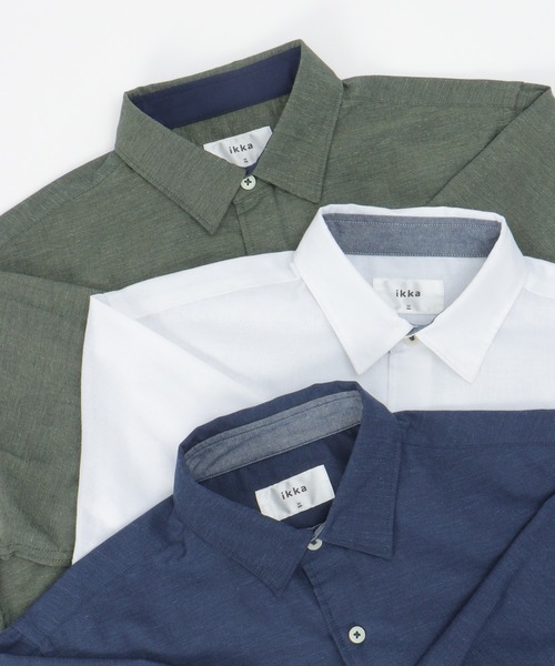 ikka(イッカ)の「7分リネン混切り替えポケットシャツ(シャツ/ブラウス・メンズ・ホワイト/ネイビー/オリーブ・S/M/L/XL)」の15枚目の写真