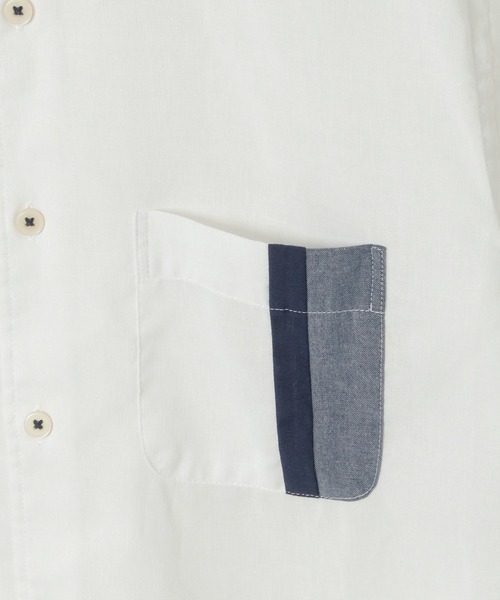 ikka(イッカ)の「7分リネン混切り替えポケットシャツ(シャツ/ブラウス・メンズ・ホワイト/ネイビー/オリーブ・S/M/L/XL)」の12枚目の写真