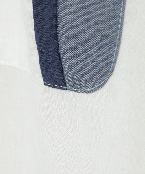 ikka(イッカ)の「7分リネン混切り替えポケットシャツ(シャツ/ブラウス・メンズ・ホワイト/ネイビー/オリーブ・S/M/L/XL)」の14枚目の写真