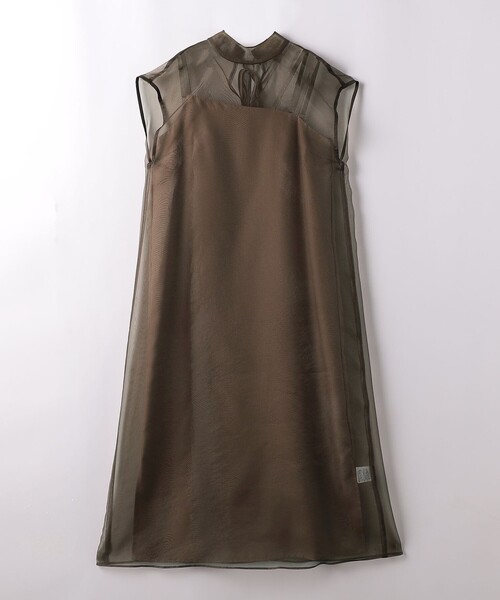 kaene(カエン)の「<kaene>アシメインナー オーガンジー ドレス ワンピース(ドレス・レディース・ライトグレー/ブラウン/ブラック・1/2)」の3枚目の写真