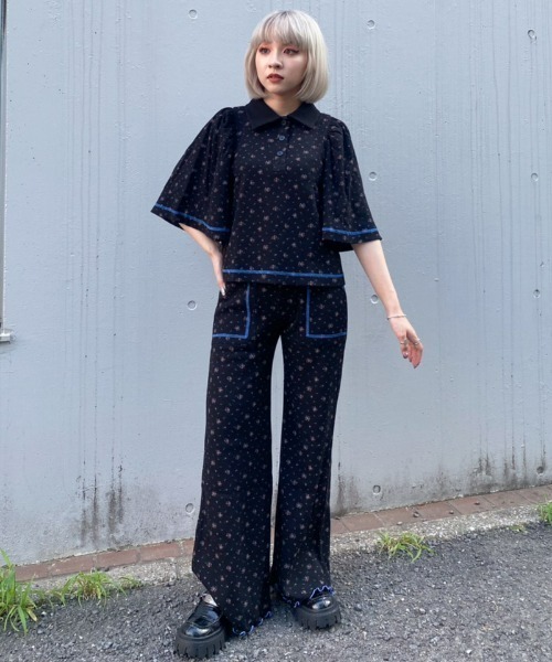 Candy Stripper（キャンディストリッパー）の「TINY FLOWERS WAFFLE パンツ（その他パンツ・レディース・ヘザーグレー/ライトブルー/ブラック・2）」の7枚目の写真