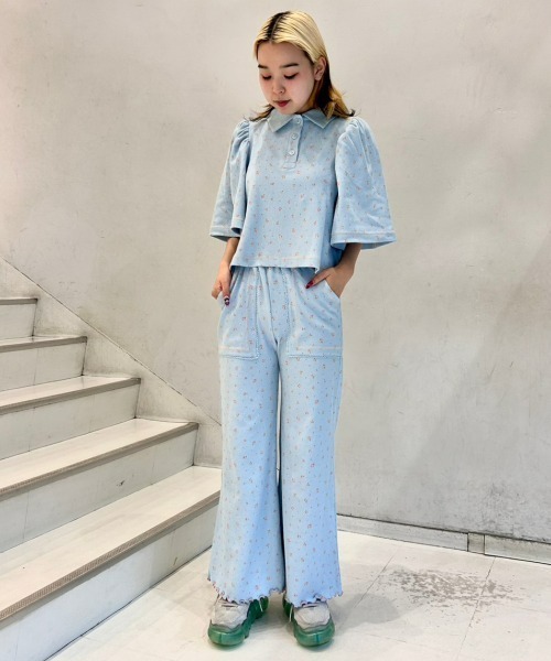 Candy Stripper（キャンディストリッパー）の「TINY FLOWERS WAFFLE パンツ（その他パンツ・レディース・ヘザーグレー/ライトブルー/ブラック・2）」の4枚目の写真